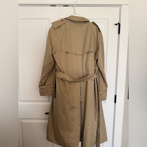 Vintage Burberry Burberrys Trench Coat Tan Plaid Lined Belted 46 Long Classic - Picture 3 of 16